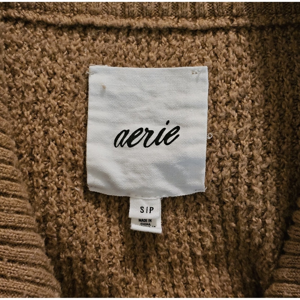 Aerie Cozy Up Waffle Quarter Zip Sweater Oversized Mock neck Top Woman's Size S - Picture 4 of 6
